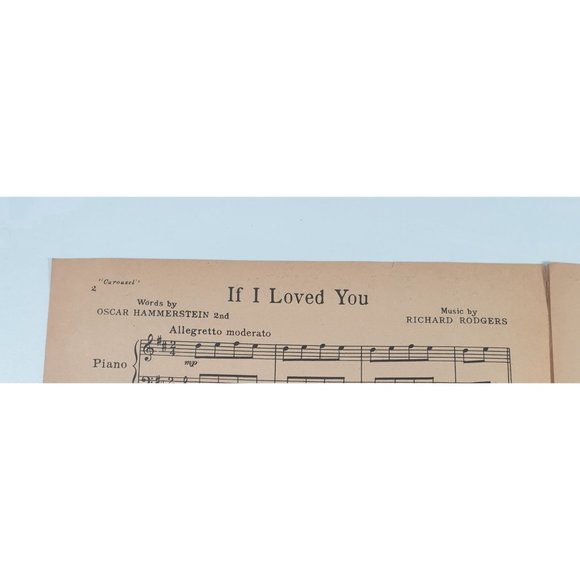 If I Loved You Vintage Sheet Music 1945 Piano Voice Carousel Easy Listening - Picture 2 of 4